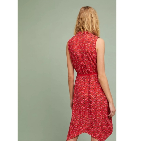 Anthropologie Maeve Daisy Red Patterned Shirt Dress - Picture 3 of 9